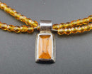 Amber Gemstone Pendant Necklace 925 Sterling Silver Vintage H144-17