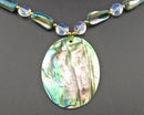 Abalone Gemstone Pendant Necklace Vintage H144-23