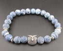 Blue Agate Owl Gemstone Bracelet Z064