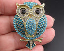 Owl Rhinestone Brooch Z060