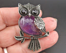 Amethyst Owl Gemstone Pendant Z063