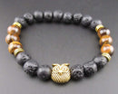 Tiger Eye & Lava Stone Owl Bracelet Z068
