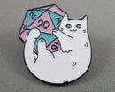 Cat with D20 Dice Enamel Pin 1pc (BIN 115)