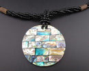 Abalone Gemstone Pendant Necklace (Vintage) H025-12