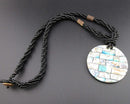 Abalone Gemstone Pendant Necklace (Vintage) H025-12