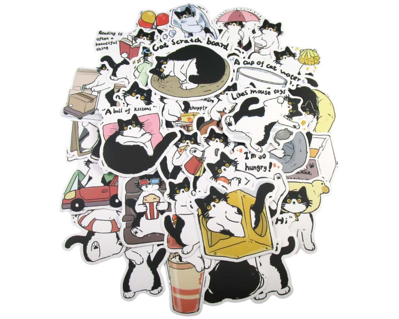 Cat Life Sticker Pack - Waterproof PVC Stickers 50pc J252