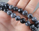 Snowflake Obsidian Bead Strand Round Various Sizes