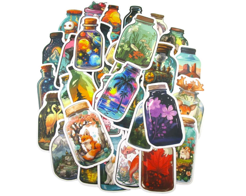 Wishing Bottle Sticker Pack - Waterproof PVC Stickers 50pc J286