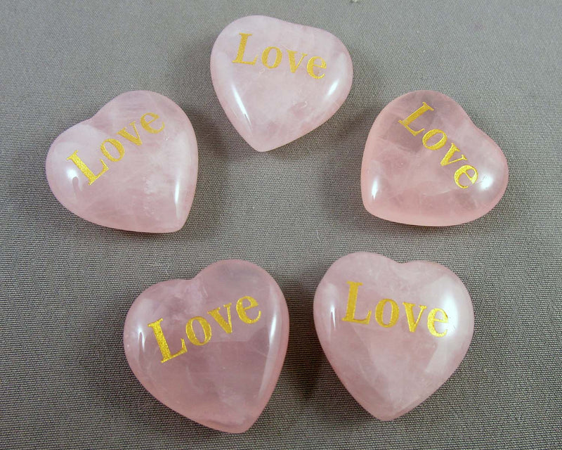 Rose Quartz Heart with "Love" 1pc J245