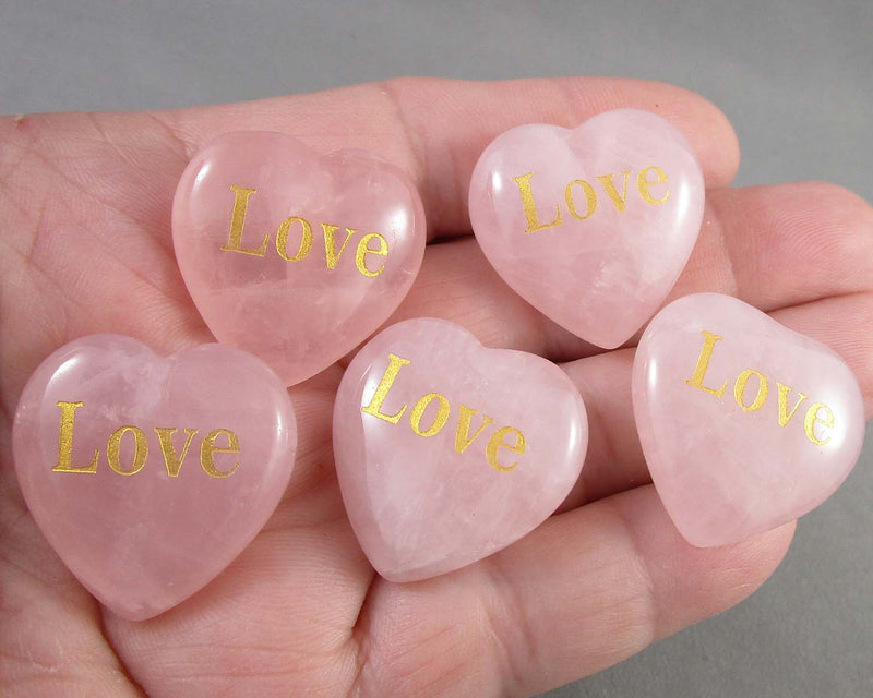 Rose Quartz Heart with "Love" 1pc J245