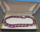 VERY RARE!  Sherman Crystal Necklace Pink Fuchsia, Purple & Faux Alexandrite