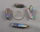 Rainbow Aura Quartz Points (Drilled) 4pc (C489)
