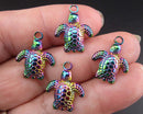 Rainbow Turtle Charms Stainless Steel  4pcs (C316)