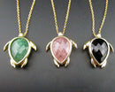 You Choose!  Faceted Gemstone Turtle Pendant Necklaces