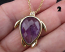 You Choose!  Faceted Gemstone Turtle Pendant Necklaces