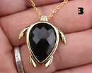 You Choose!  Faceted Gemstone Turtle Pendant Necklaces