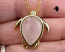 You Choose!  Faceted Gemstone Turtle Pendant Necklaces