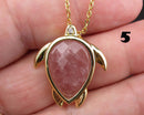 You Choose!  Faceted Gemstone Turtle Pendant Necklaces