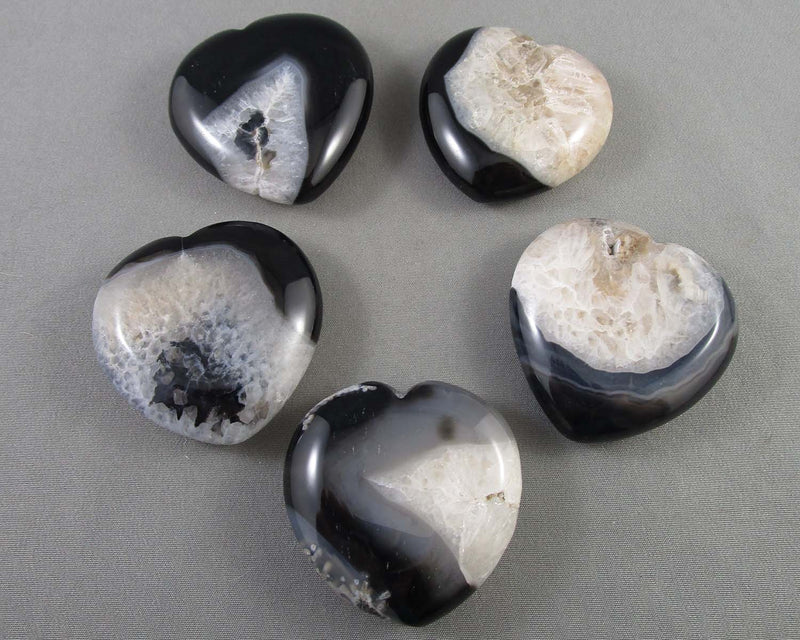 You Choose!  Black Agate Stone Heart