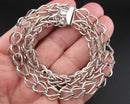 Solid 925 Sterling Silver Charm Bracelet (Vintage) H001-1