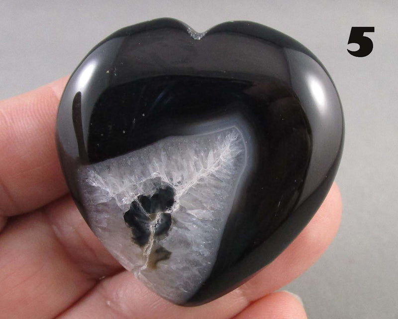 You Choose!  Black Agate Stone Heart