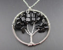 Obsidian Gemstone Pendant Necklace Vintage H001-4