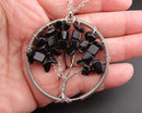 Obsidian Gemstone Pendant Necklace Vintage H001-4