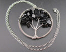 Obsidian Gemstone Pendant Necklace Vintage H001-4