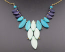 Pretty Teal Wood Beads Necklace Vintage H001-9