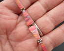 Pink Opal Gemstone Bracelet 950 Sterling Silver Vintage H001-22