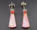 Pink Opal Gemstone Earrings 950 Sterling Silver Vintage H001-23