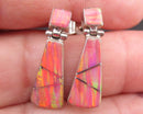 Pink Opal Gemstone Earrings 950 Sterling Silver Vintage H001-23
