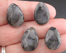 Larvikite Faceted Tear Drop Beads 4pc C209