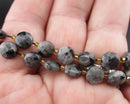 Larvikite Gemstone Beads Faceted Flat Round 6.5x4mm C157