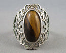 Tiger Eye Ring Size 6.5 Sterling Silver (Vintage) H088-2