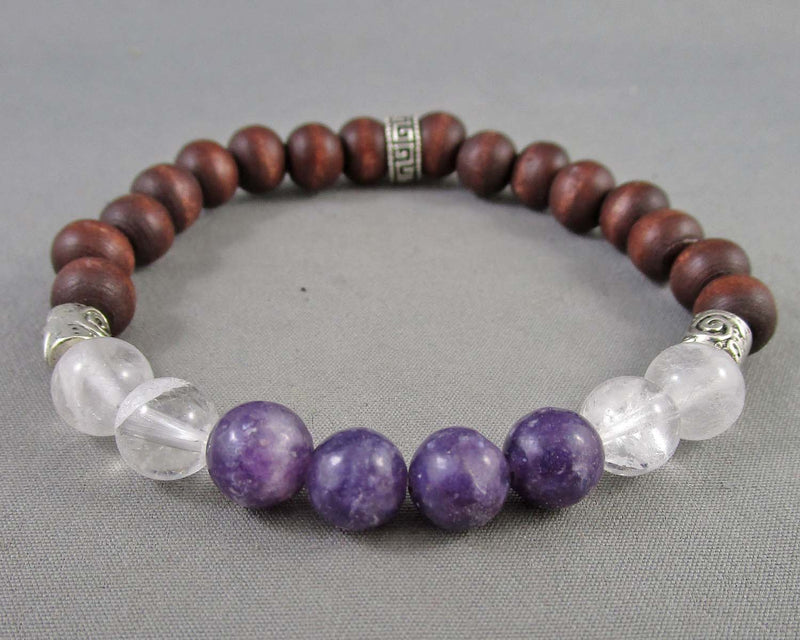 Lepidolite & Quartz Gemstone Bracelet 1pc J248