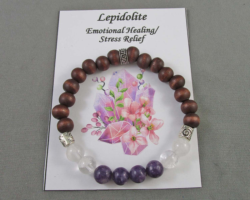 Lepidolite & Quartz Gemstone Bracelet 1pc J248