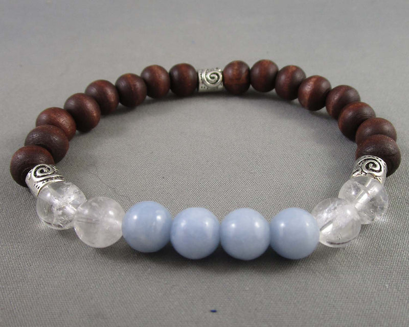 Angelite & Quartz Gemstone Bracelet 1pc J010