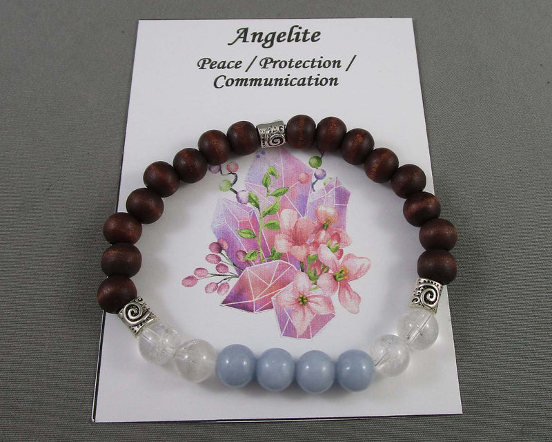 Angelite & Quartz Gemstone Bracelet 1pc J010