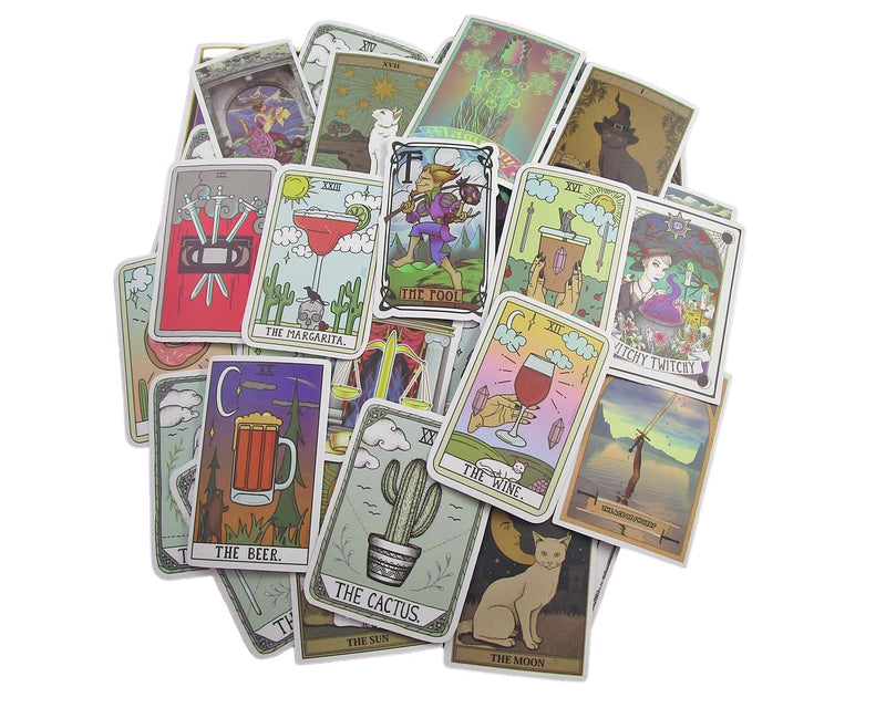 Tarot Card Sticker Pack - Waterproof PVC Stickers 50pc J109