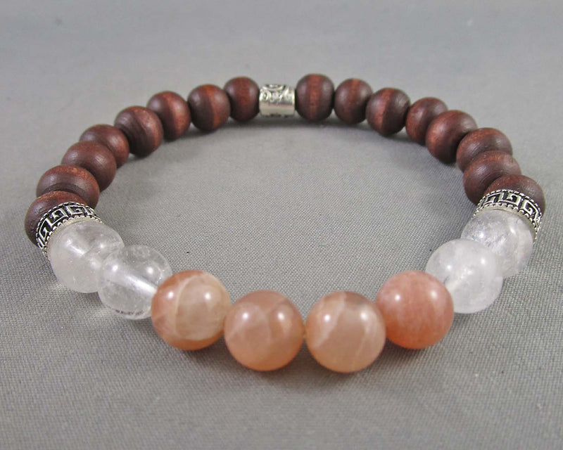 Sunstone & Quartz Gemstone Bracelet 1pc J266