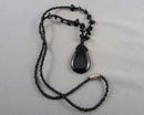 Black Obsidian Pendant Necklace (Vintage) H111-10