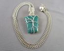 Aventurine Gemstone Pendant Necklace (Vintage) H110-9