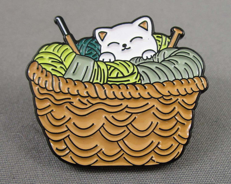 Kitten in a Yarn Bowl Enamel Pin 1pc (BIN 138)