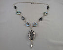 Agate & Abalone Pendant Necklace (Vintage) H110-22