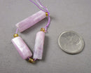 Pink Kunzite Column Beads 3pc C665