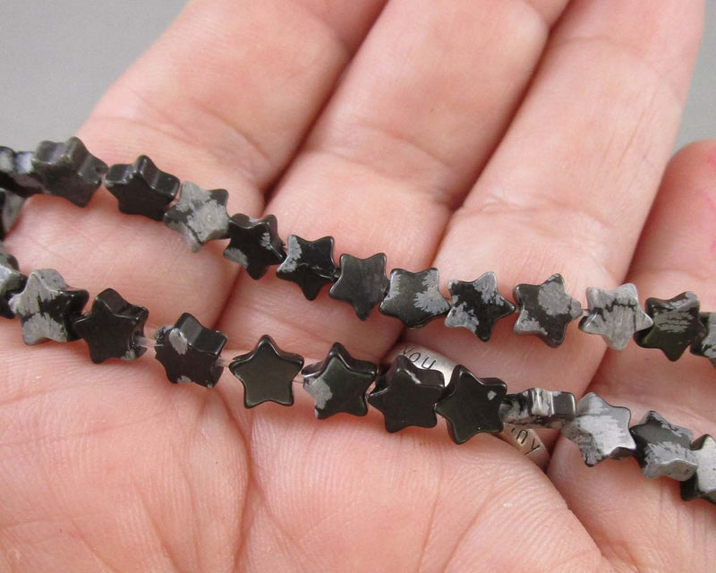 Snowflake Obsidian Star Beads 6mm C474