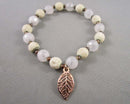 Quartz & Lava Gemstone Bracelet (Vintage) H113-8