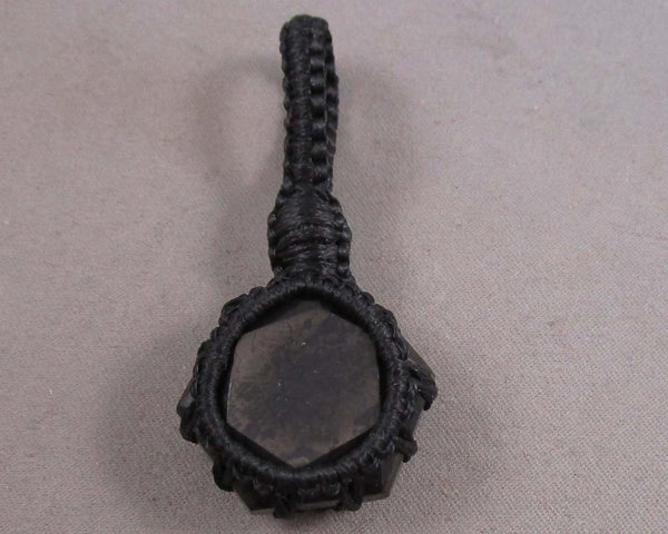 Shungite Gemstone Pendant (Macrame Wrap) 1pc B055-2