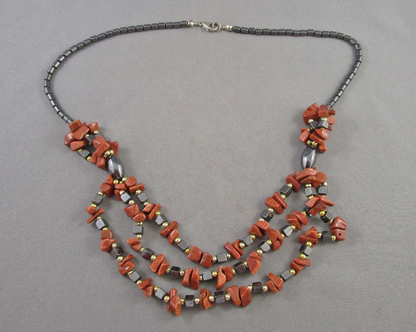 Goldstone & Hematite Necklace (Vintage) 1pc B119-1